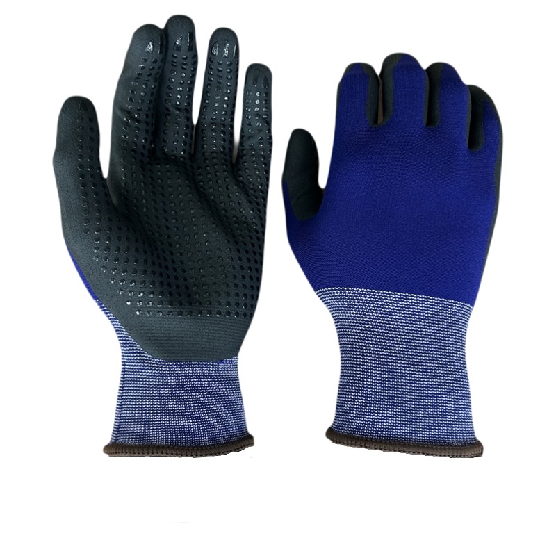 nr01 15g nylon /spandex micro foam nitrile palm coating with dots