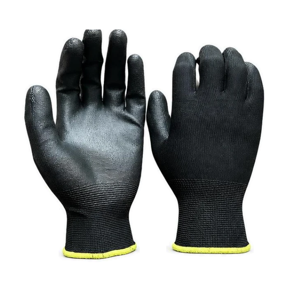 PU02 13G Black Polyester PU Coated Gloves