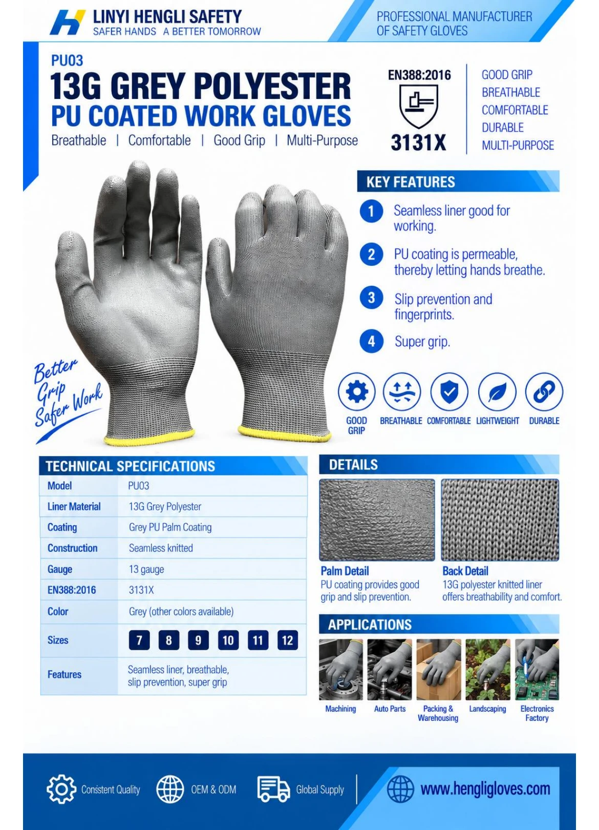 PU03 product details and specification sheet