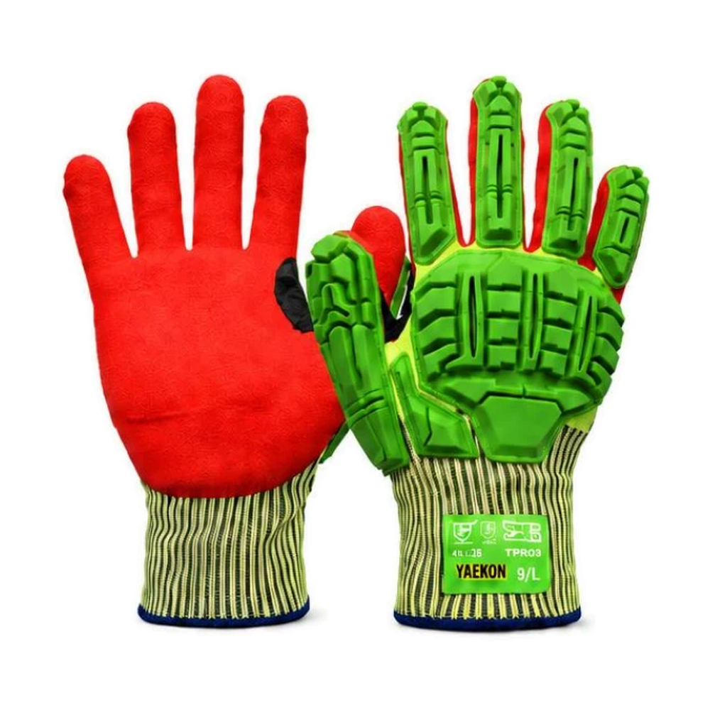 TPR03 Red Sandy Nitrile TPR Impact Gloves